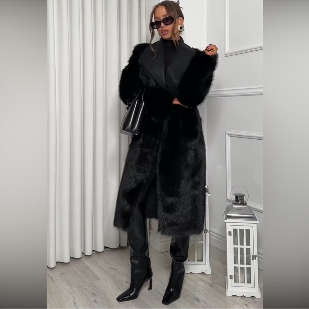 ZARA REVERSIBLE DOUBLE-FACED FAUX FUR COAT